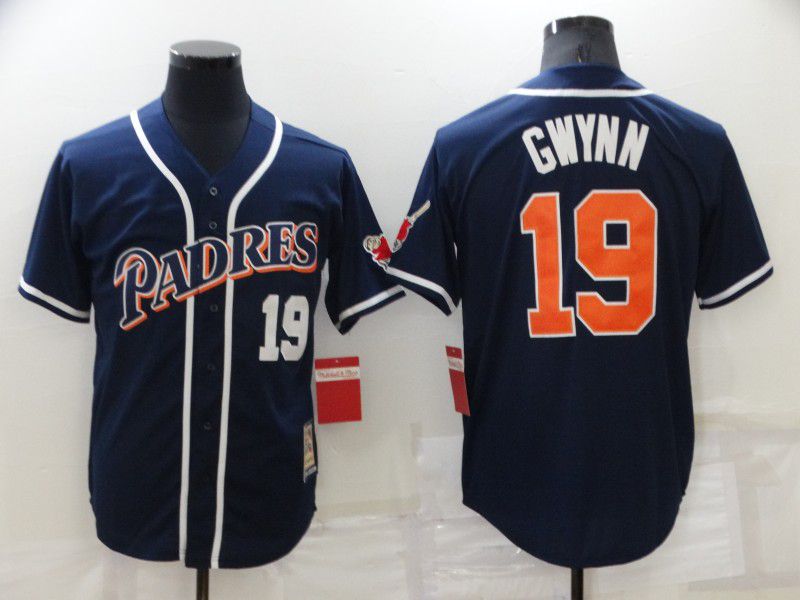 Men San Diego Padres 19 Gwynn Blue Throwback Game 2022 MLB Jersey